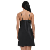 Kaamastra Black Spaghetti Strap Satin Lace Cup Baby Doll